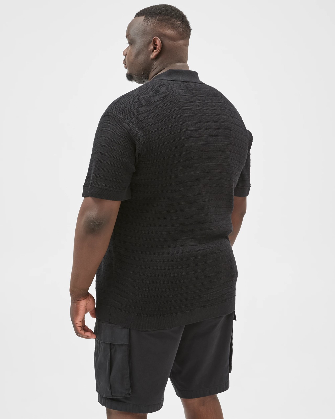 Plus Size Australian Cotton Knitted Polo Top - Black 6 of 6