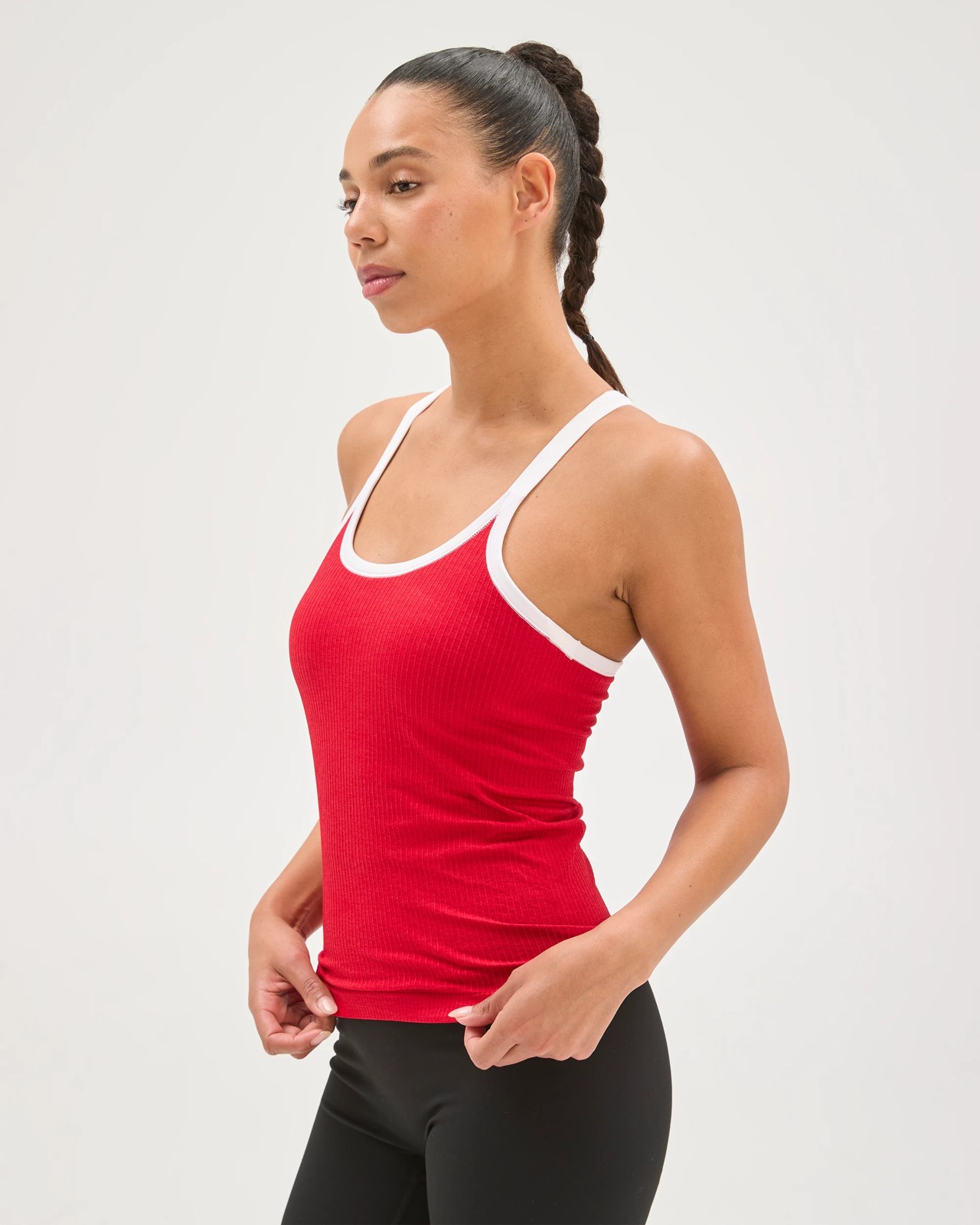 Active Studio Soft Ribbed Tank Top with Shelf Bra - Salsa 4 of 5