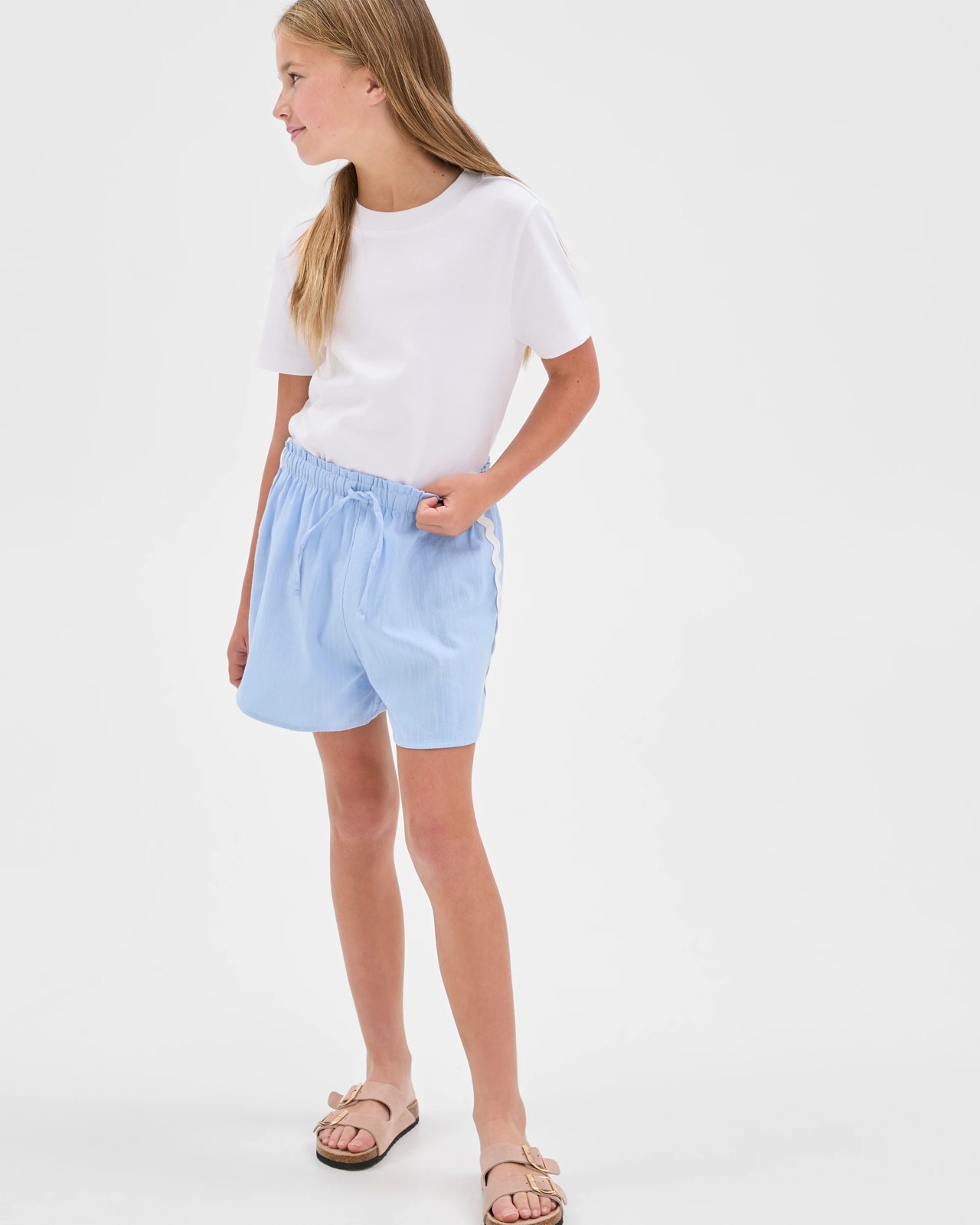 Side Stripe Shorts - Blue + Cream 2 of 6