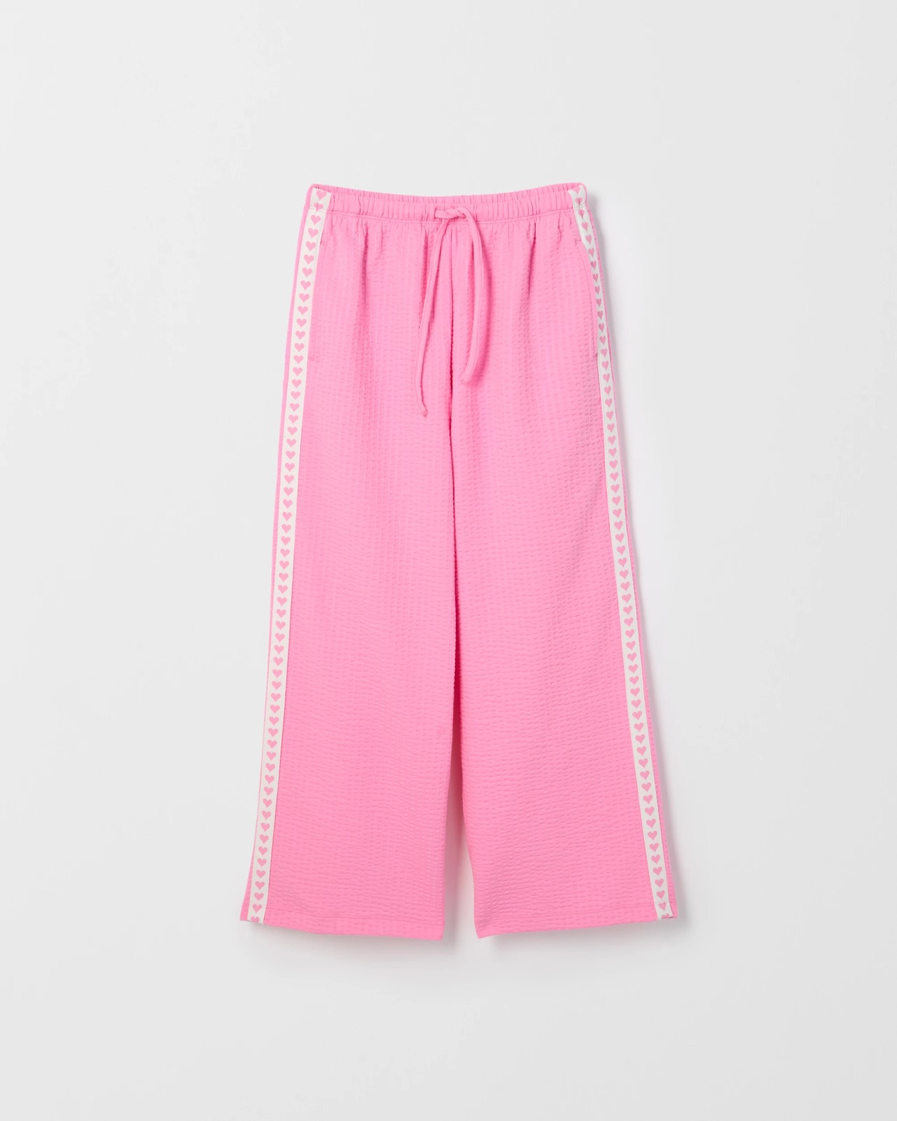 Australian Cotton Blend Textured Side Taped Wide Leg Knit Pants - Pink 5 of 6