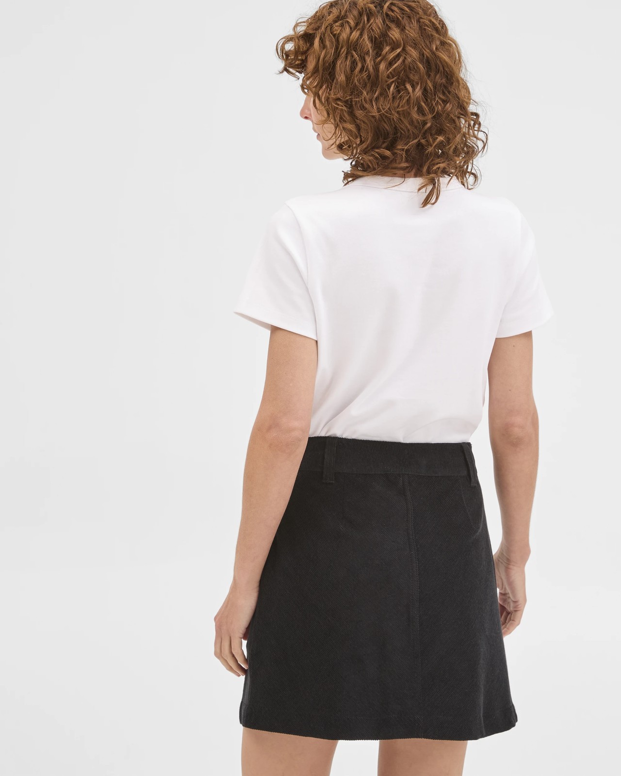 Cord Button Front Mini Skirt - Black 6 of 6