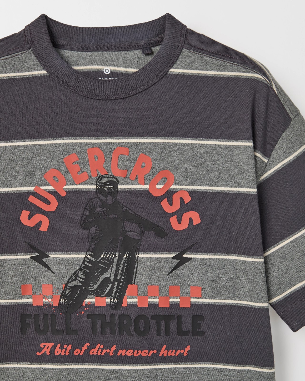 Australian Cotton Blend Stripe T-Shirt - Charcoal 2 of 2