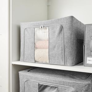 Linen Look Collapsible Box with Window, Large, Charcoal - Anko product image