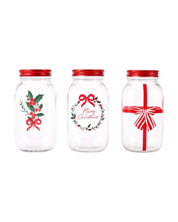 Anko 3 Pack 800ml Christmas Jars