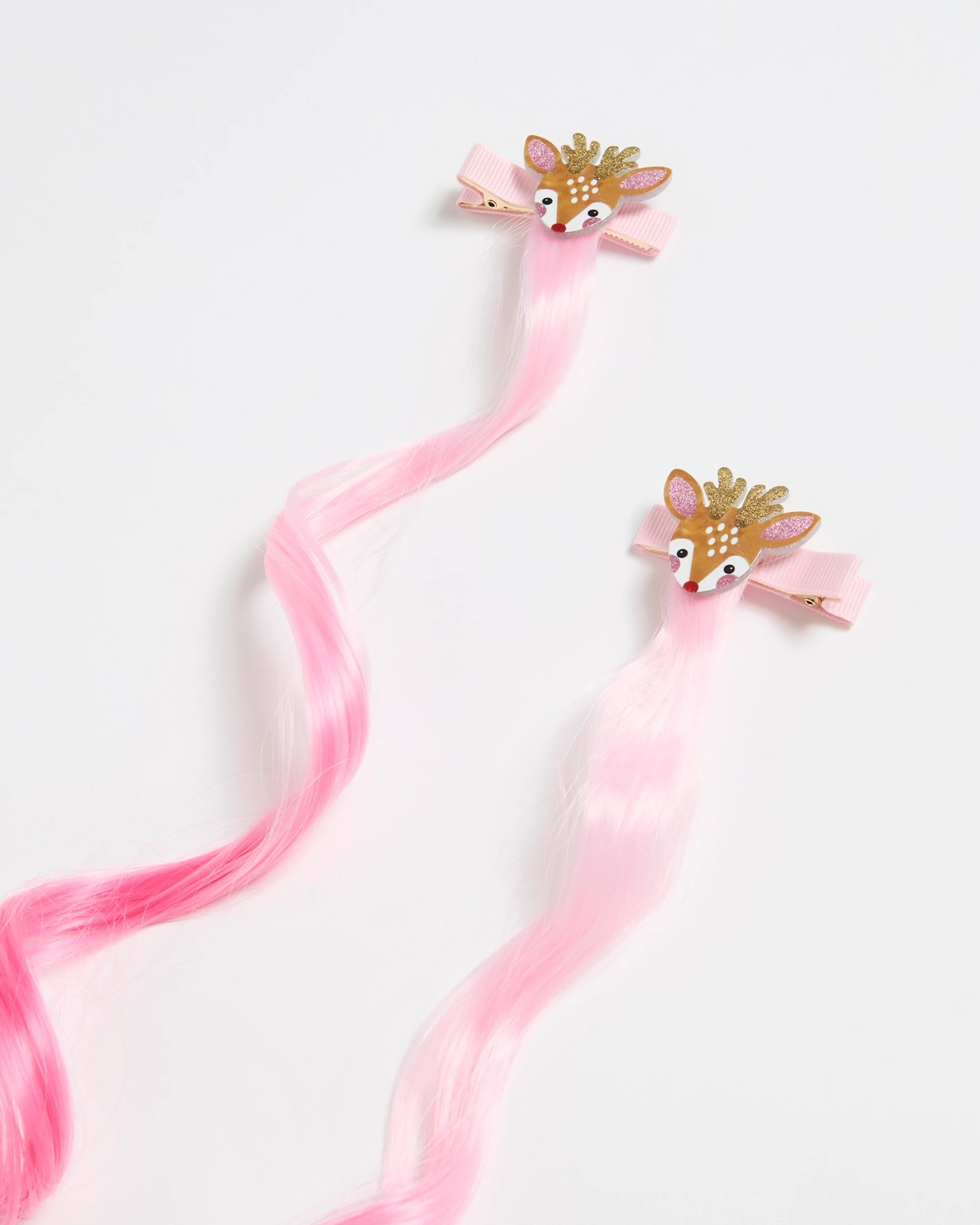 2 Pack Christmas Faux Hair Clips - Pink 2 of 3