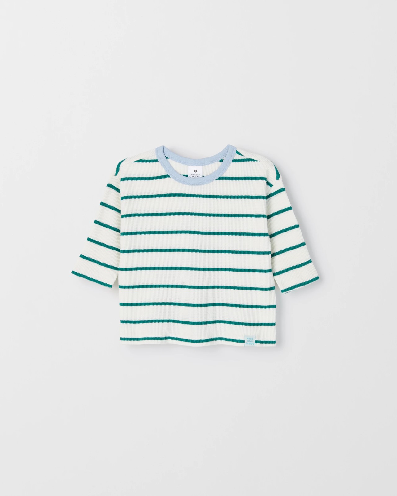 Baby Organic Cotton 2 Pack Long Sleeve Waffle & Rib T-Shirt - Cloud Dancer Stripe 2 of 4