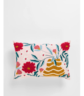 Remmie Embroidered Flower Cushion