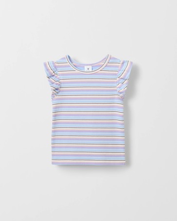 Australian Cotton Ruffle Sleeve Rib Tank Top