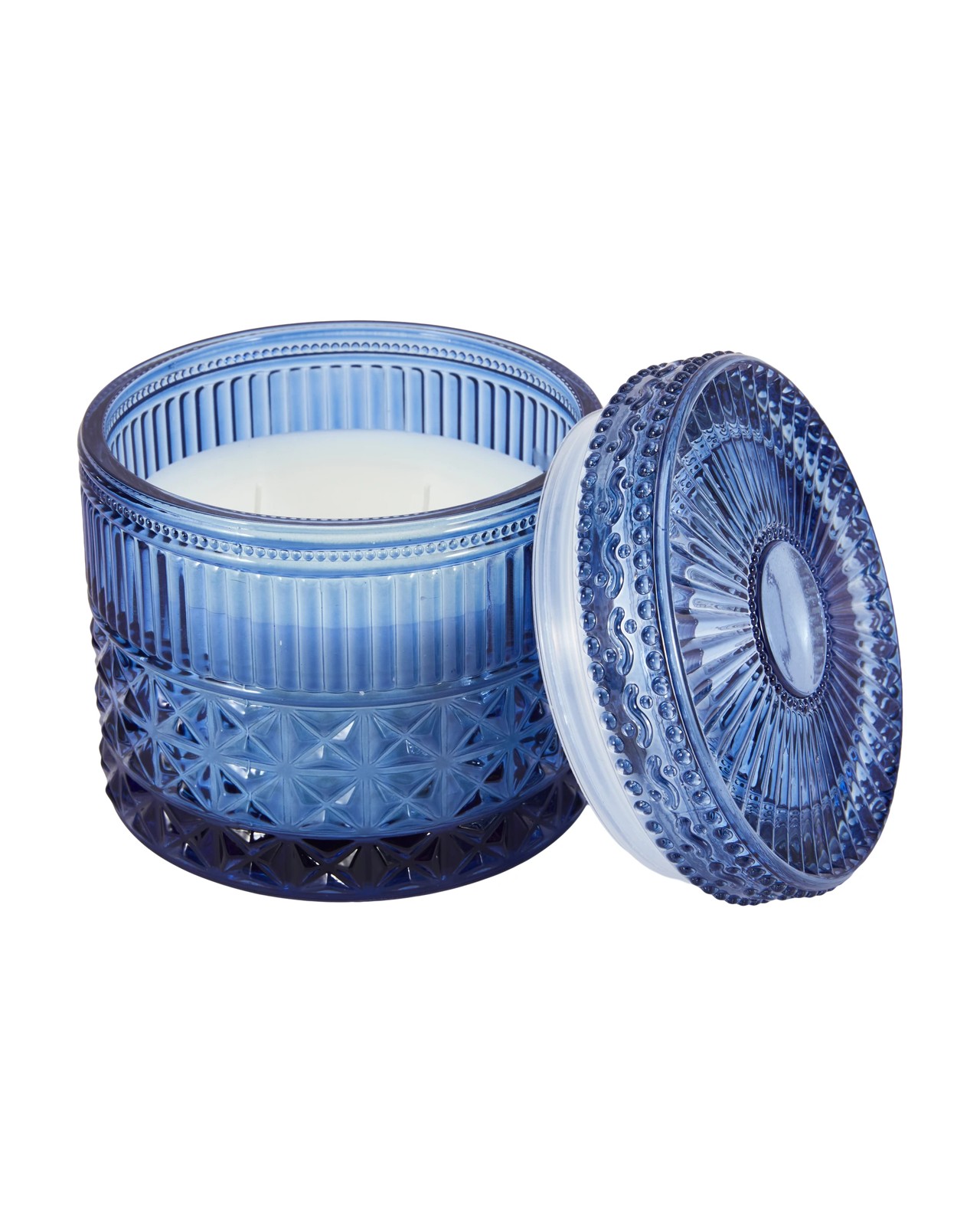 Anko Blue Embossed Glass Candle 4 of 5