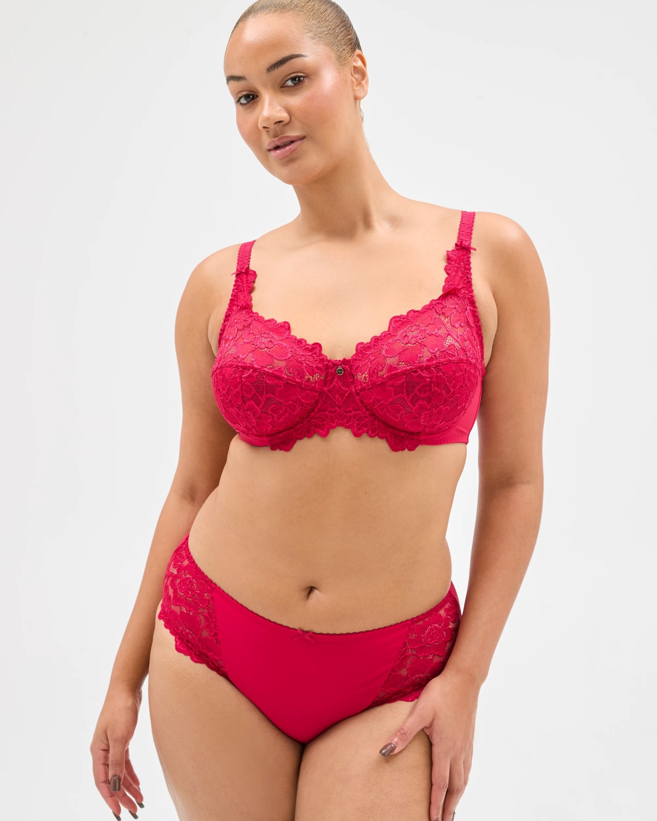 Lizzy Lace High Cut Briefs - Persian Red 4 of 5