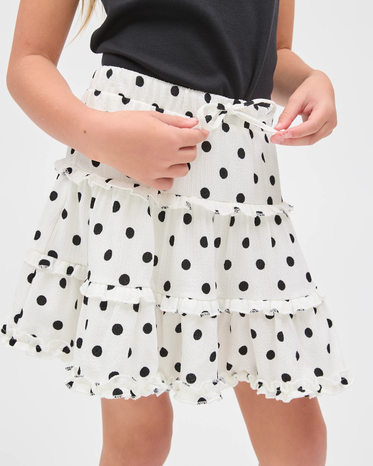 A-Line Short Length Textured Knit Skort - Cream Black Spot 3 of 6