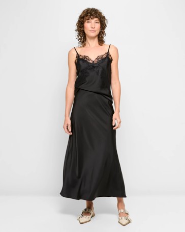 Satin Bias Cut Midi Skirt - Preview