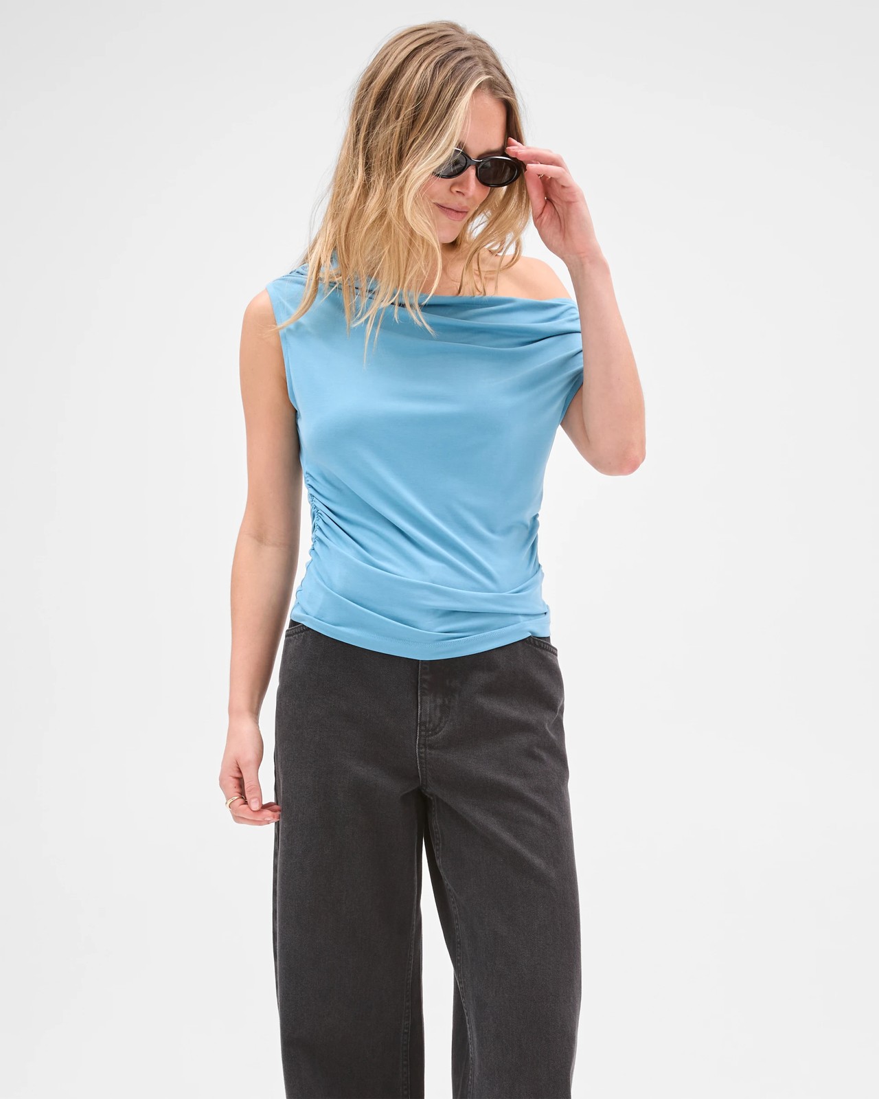 Lily Loves Drape Off Shoulder Top - Deep Sea 2 of 5