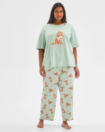 Plus Size Australian Cotton 7/8 Length Jersey Pyjama Set