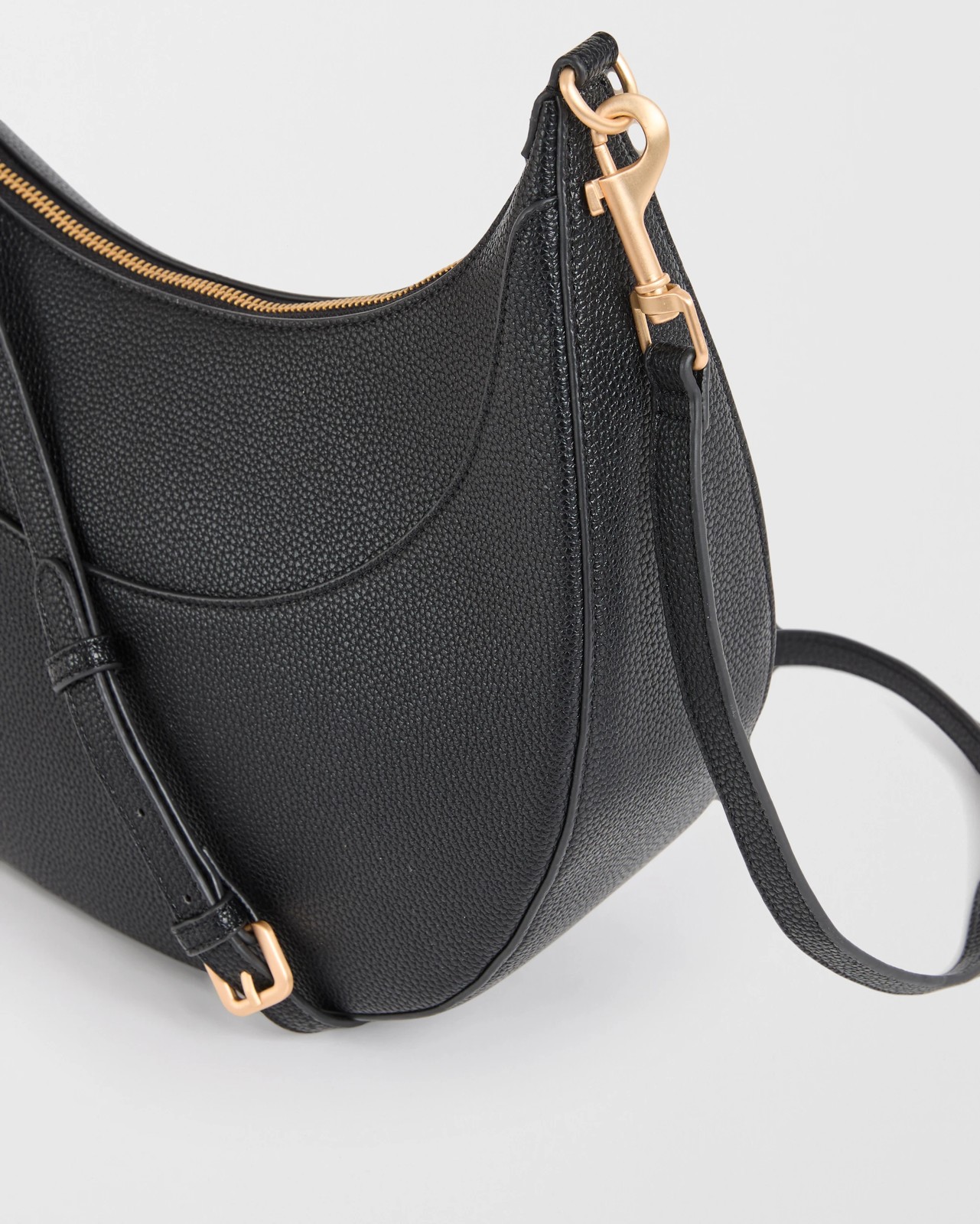 Large Half Moon Panel Shoulder Bag - Black 2 of 2