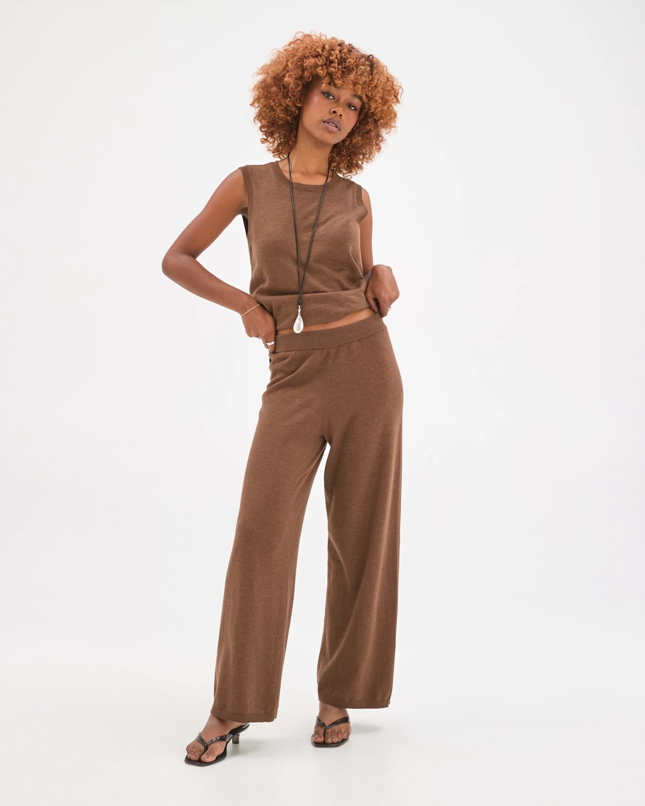Petites Australian Cotton Blend Wide Leg Knit Pants 2 of 5