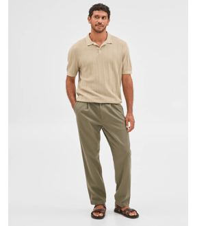 Australian Cotton Pleated Textured Chino Pants