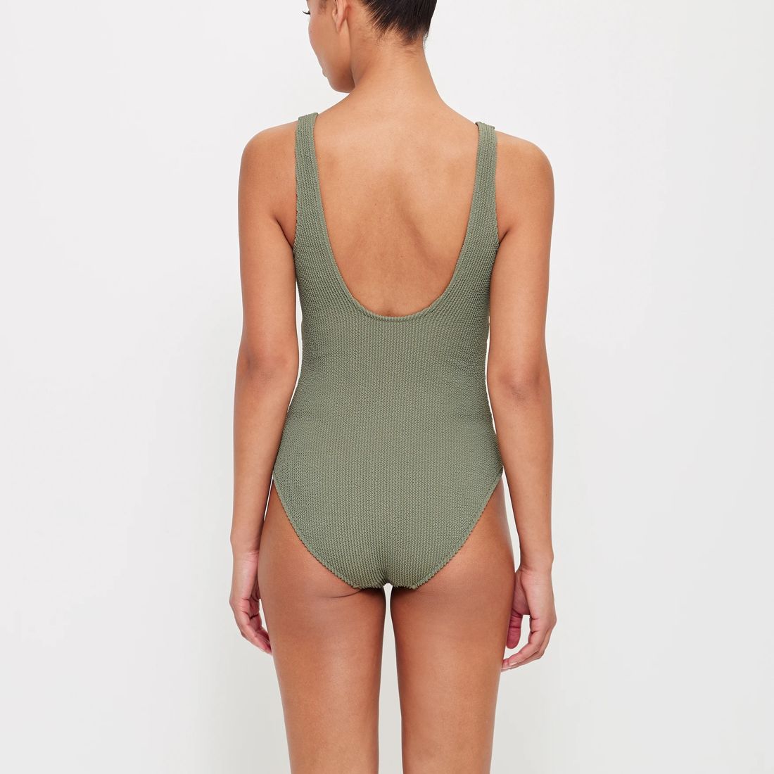 Crinkle One Piece Scoop Swim Bathers Olive Green Target Australia