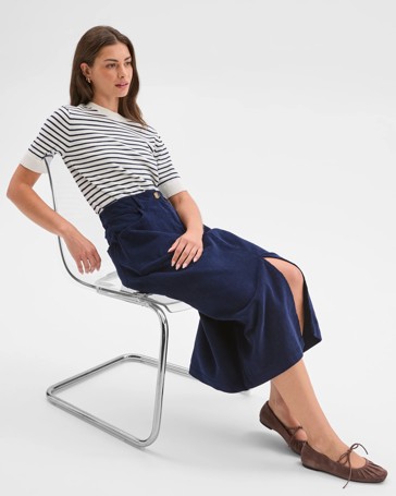 Petites Midi Corduroy Pencil Skirt