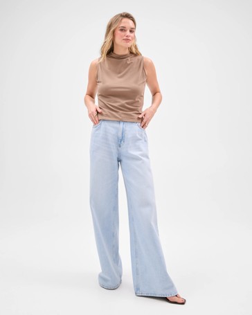 Lily Loves Australian Cotton Blend Wide Leg Denim Jeans