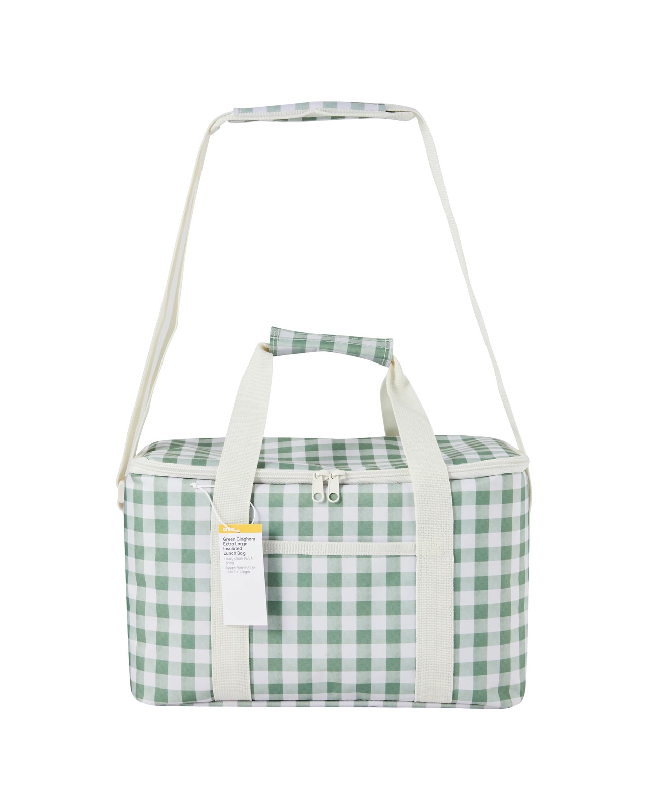 Anko Green Gingham Extra Large Insulated Lunch Bag 5 of 5