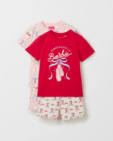 Licensed Barbie Australian Cotton 2 Pack Younger Girls Pyjama Set