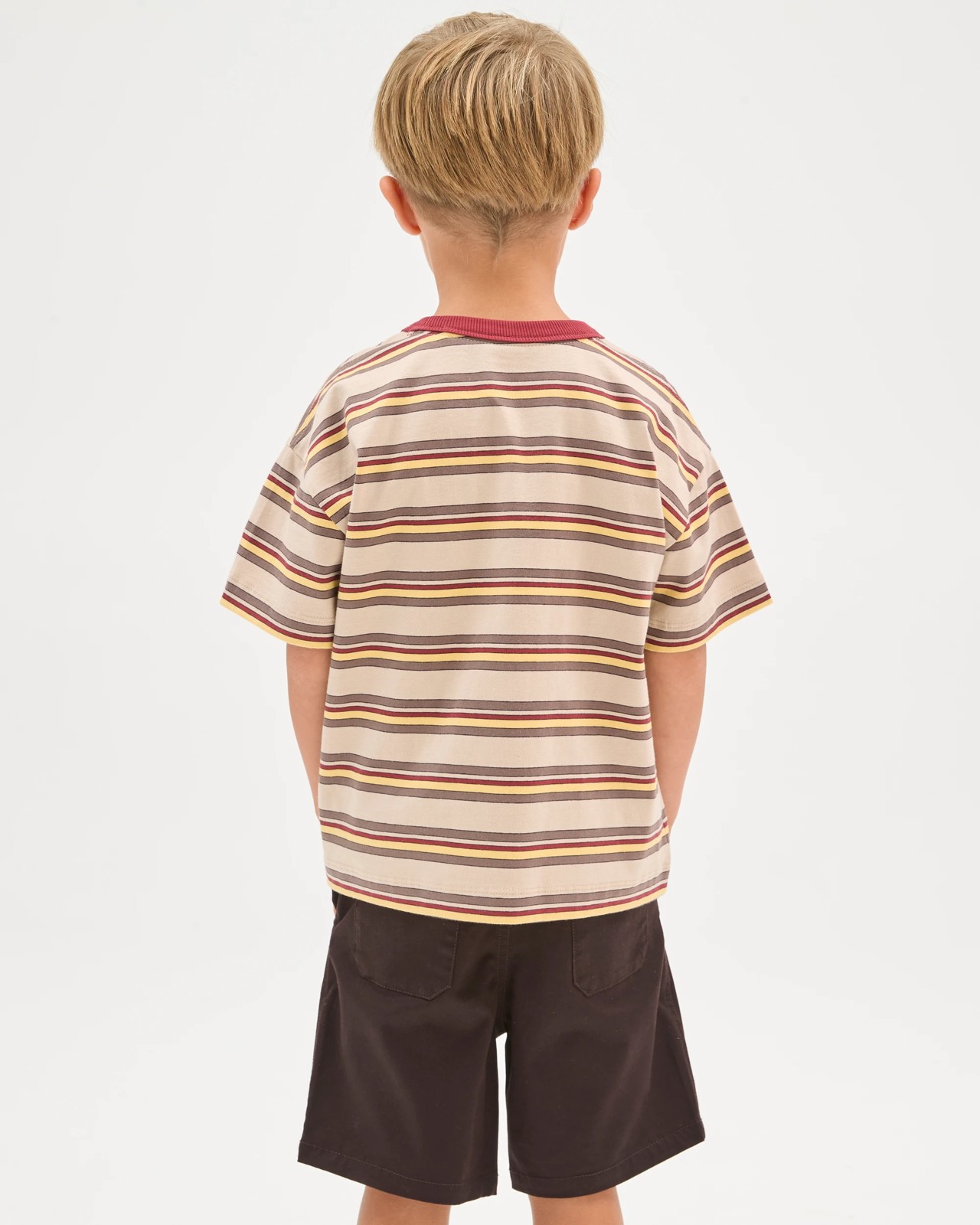 Australian Cotton Oversized Stripe T-Shirt - Cement 5 of 5