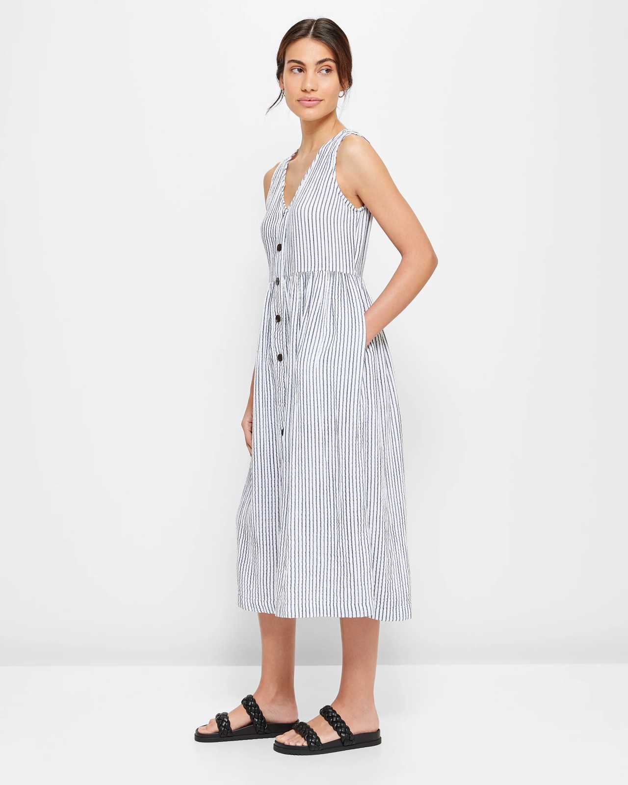 Double Cloth Button Through Midi Dress 3 of 5