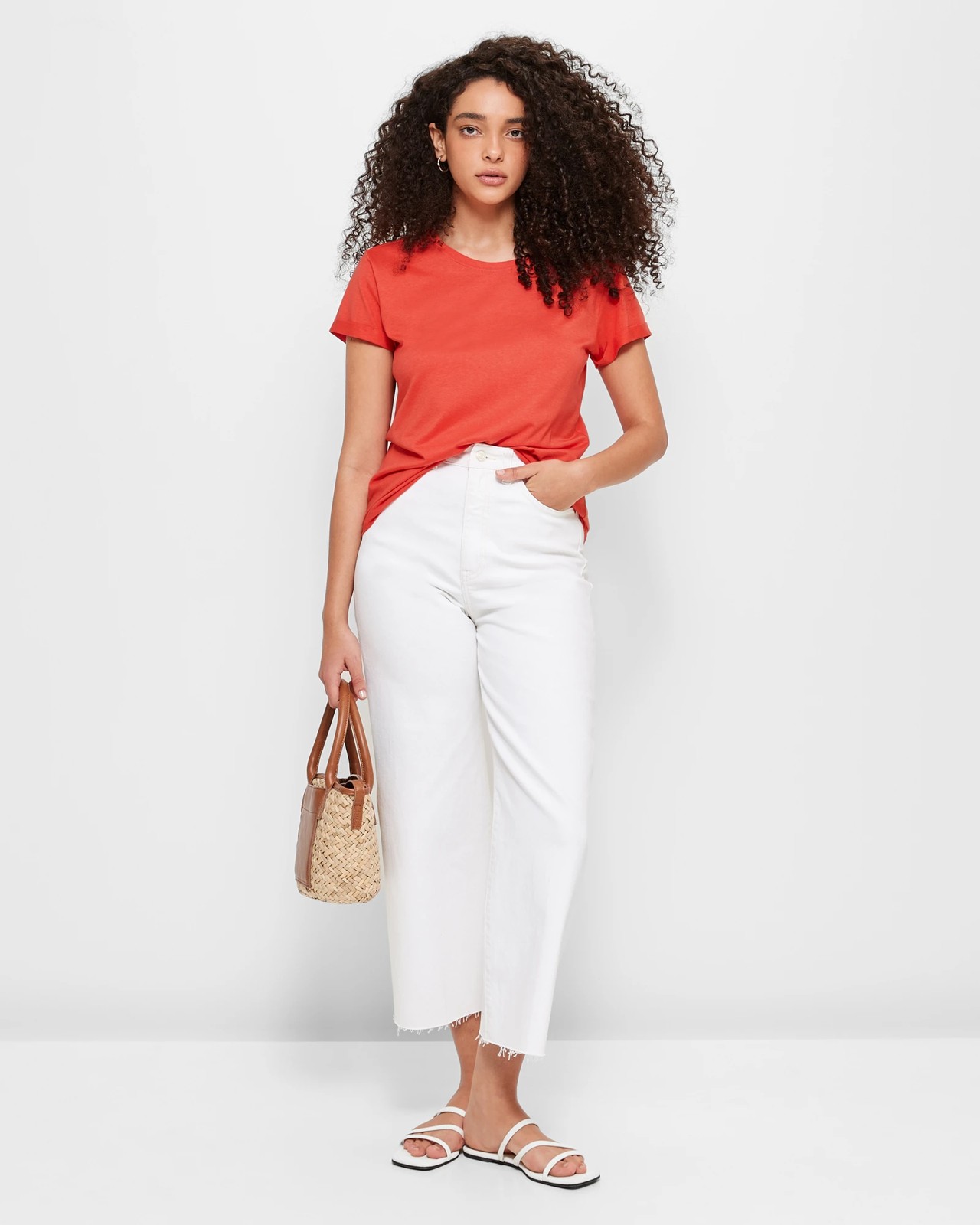 Cotton/Modal Relaxed Crew T-Shirt - Paprika | Target Australia