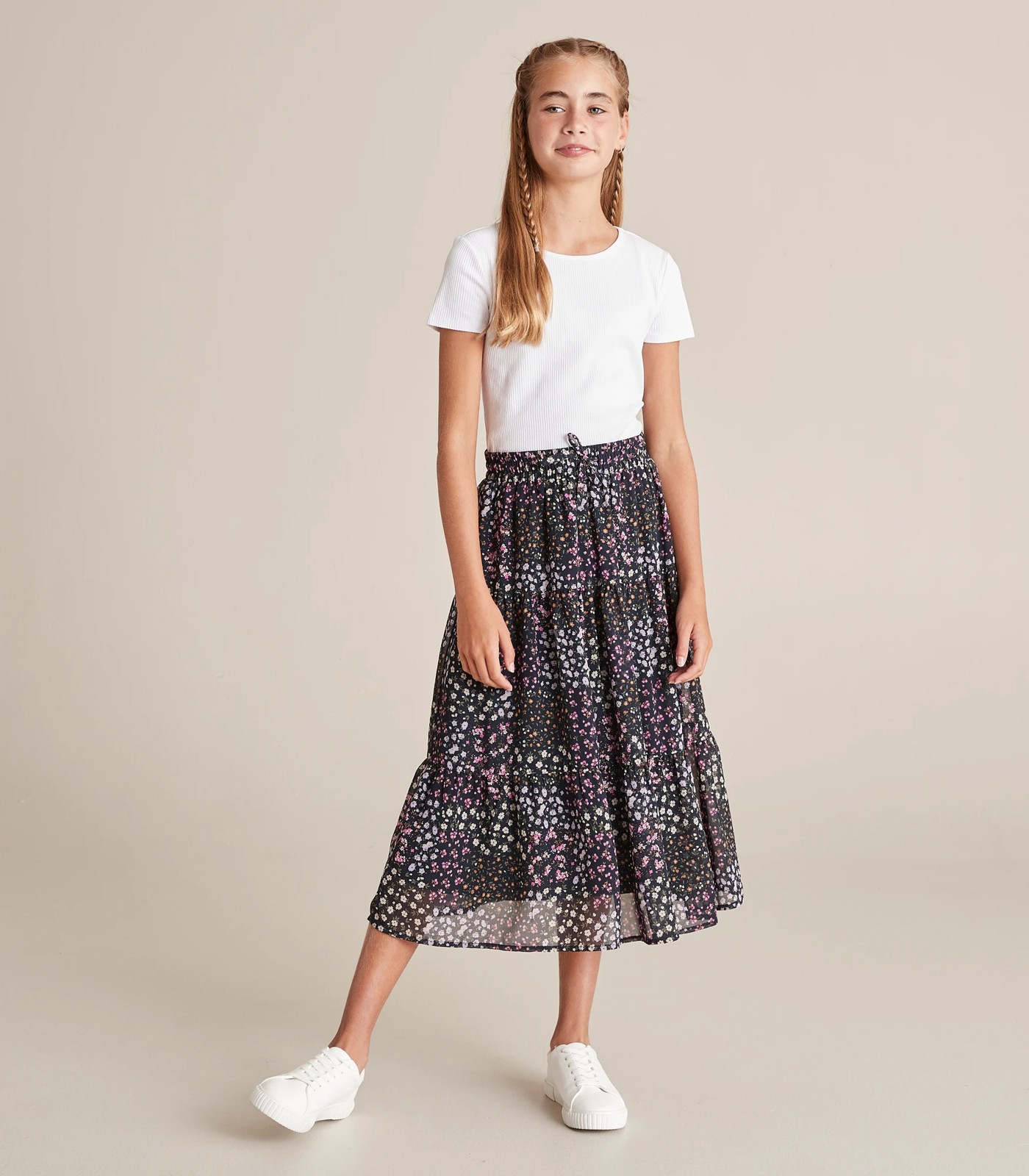 Georgette Floral Midi Skirt 2 of 6