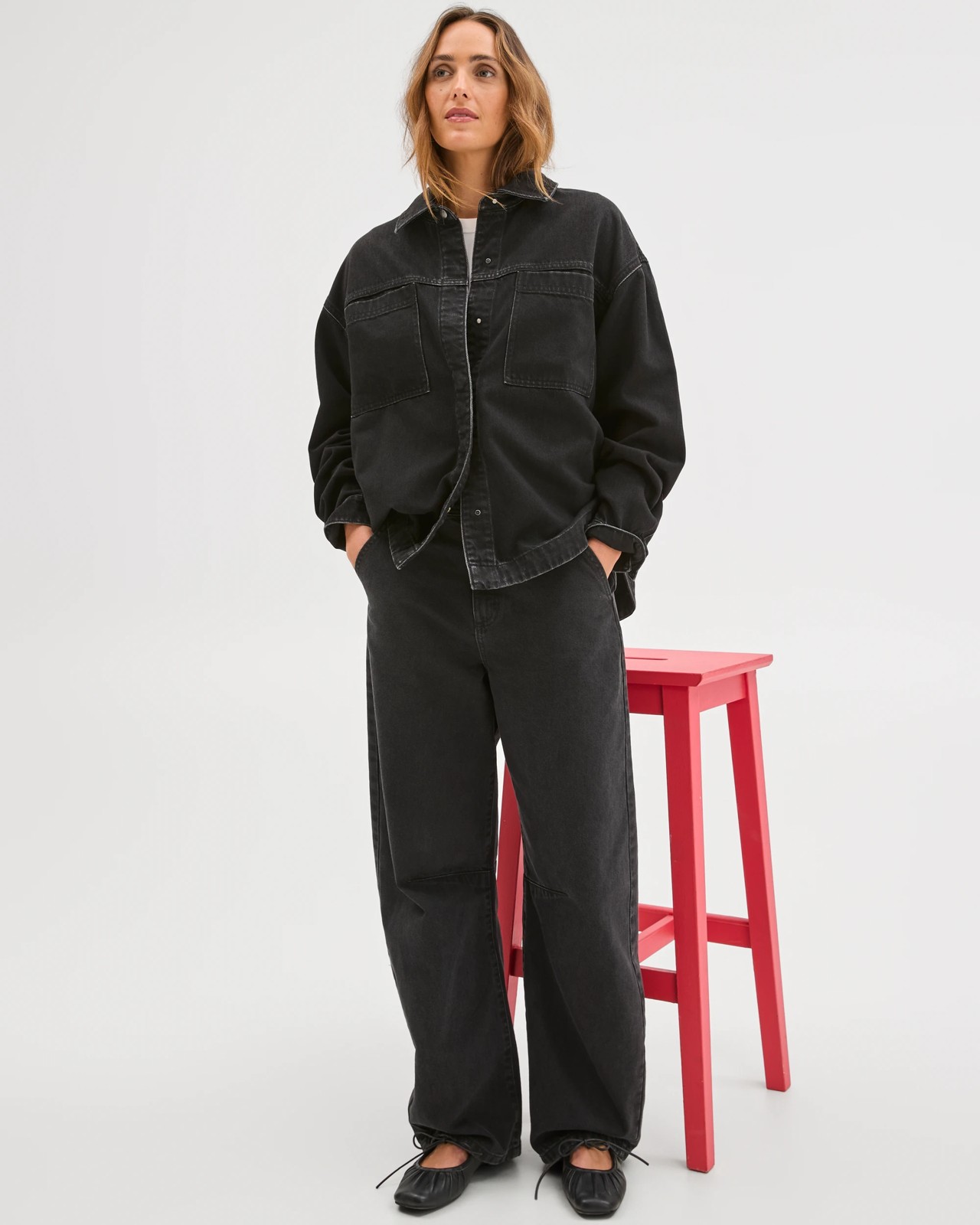 Long Sleeve Denim Shacket 2 of 5