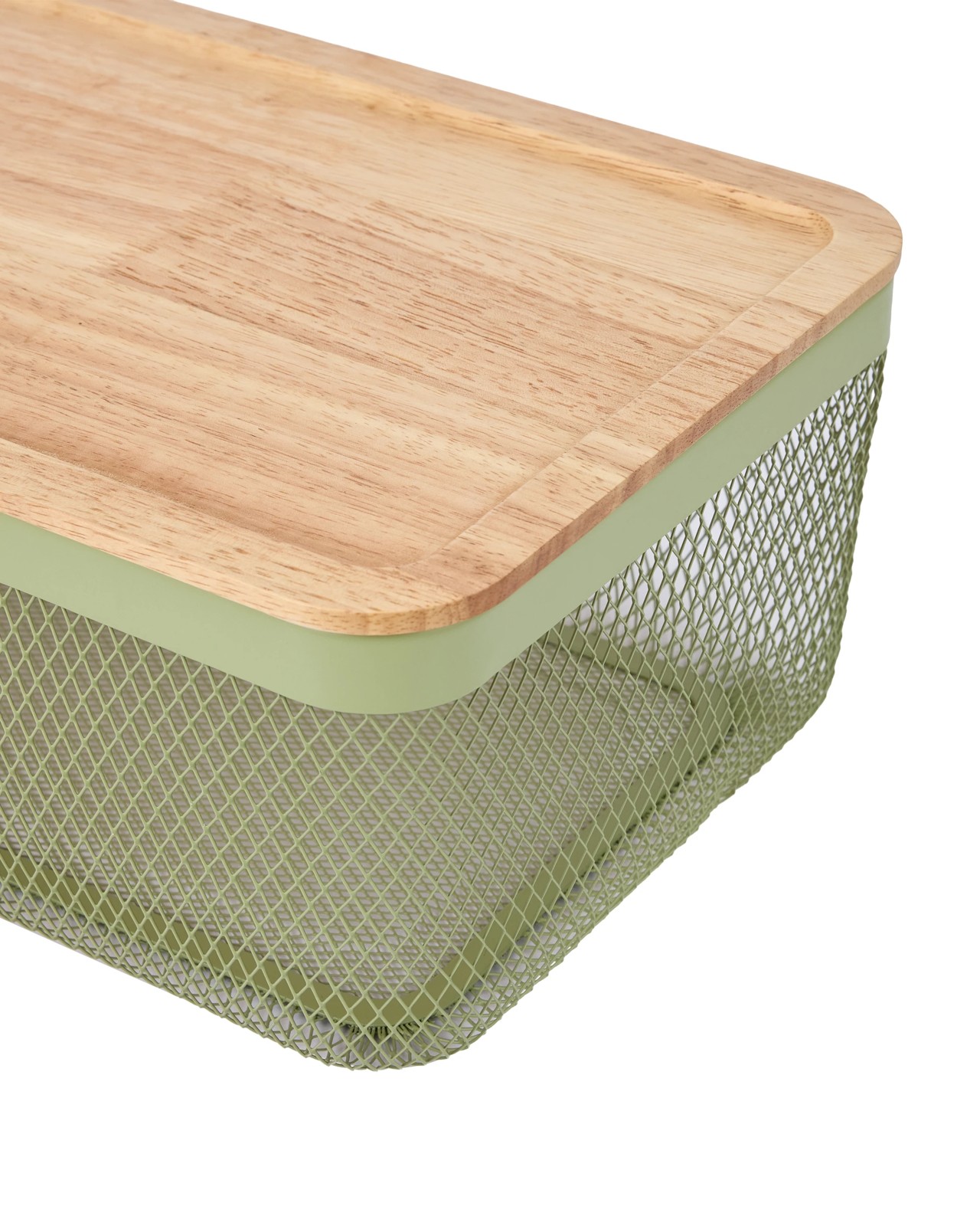 Anko Large Basket with Wooden Lid - Green 4 of 6