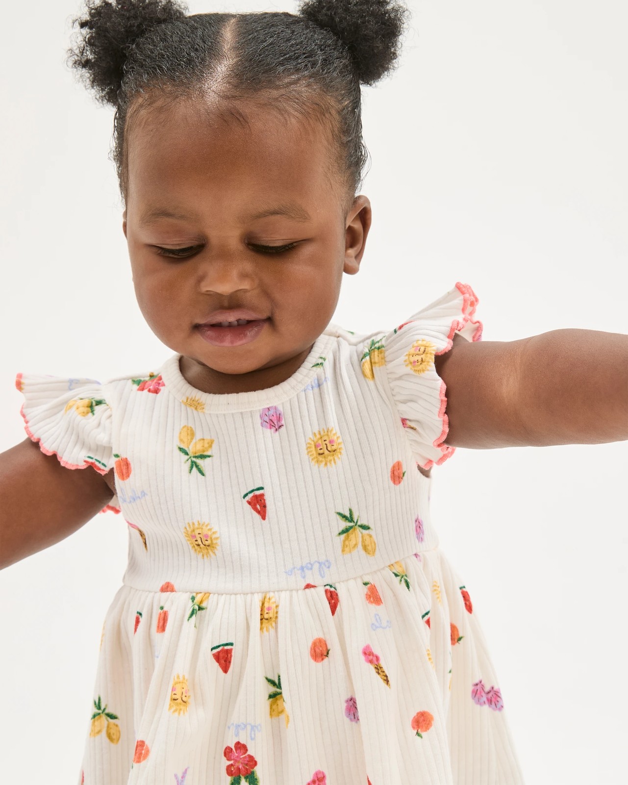Baby Organic Cotton Bodysuit Dress - Neutral Aloha Cloud Dancer 3 of 6