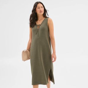 Australian Cotton Blend Boucle Knit Midi Dress
