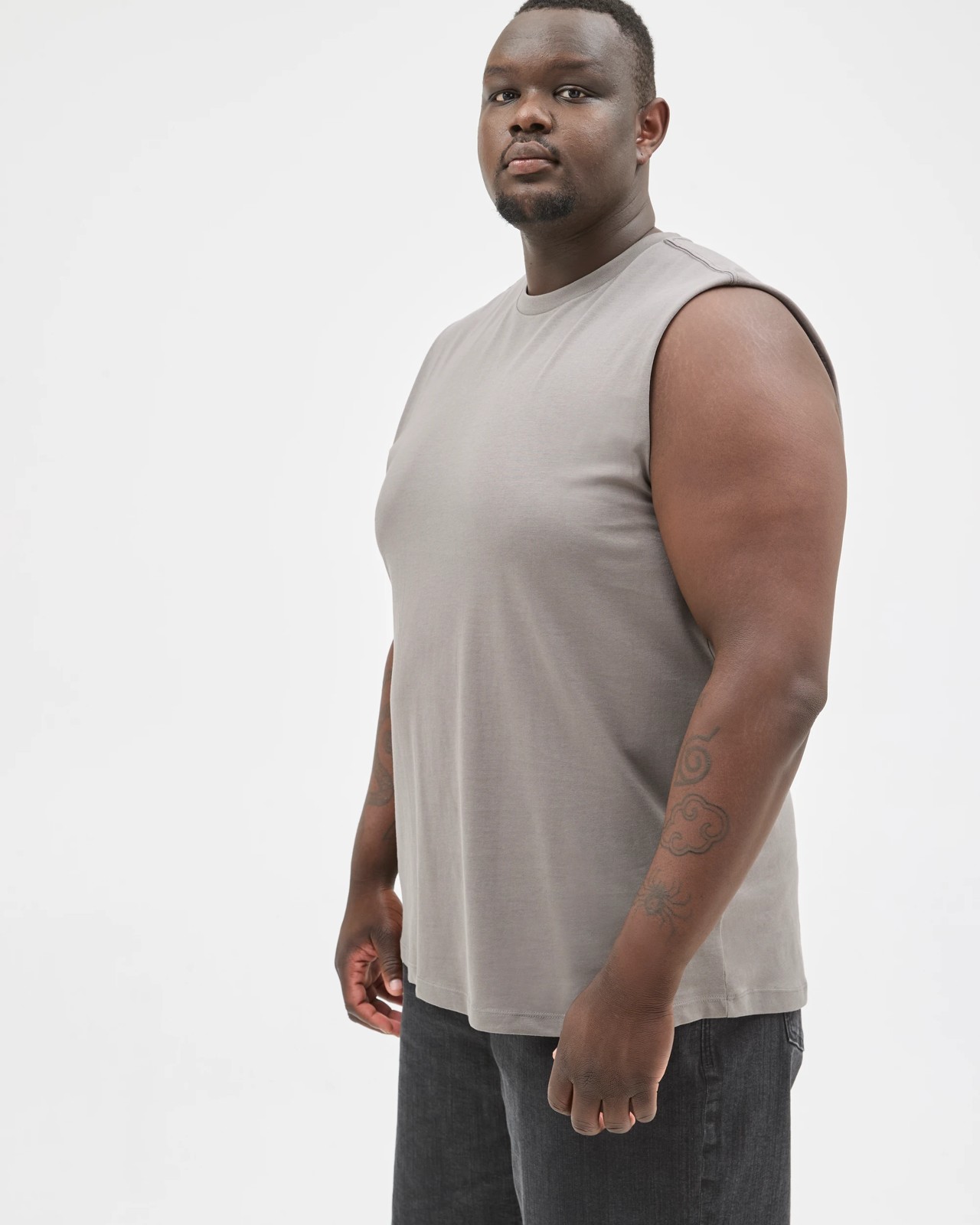 Plus Size Australian Cotton Plain Tank Top - Gargoyle 4 of 5