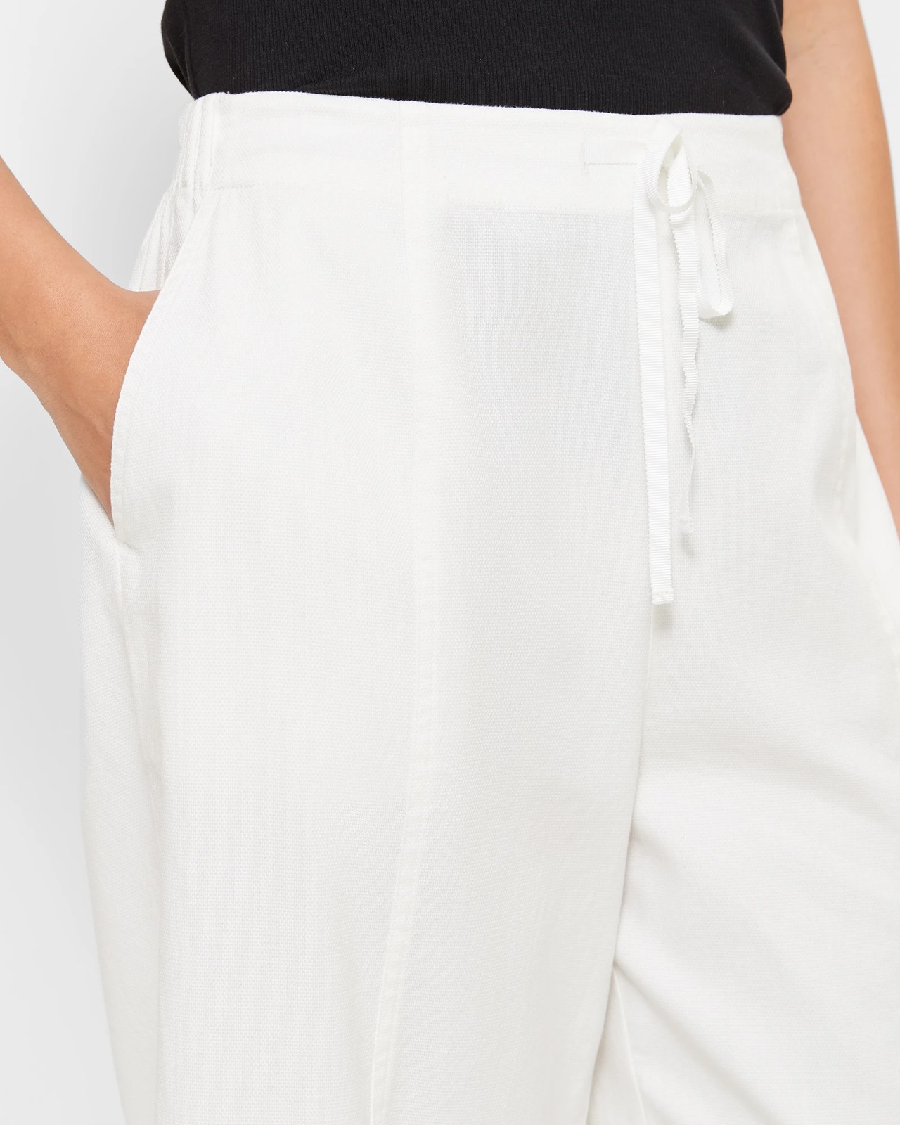 Linen Blend Seamed Wide Leg Pants