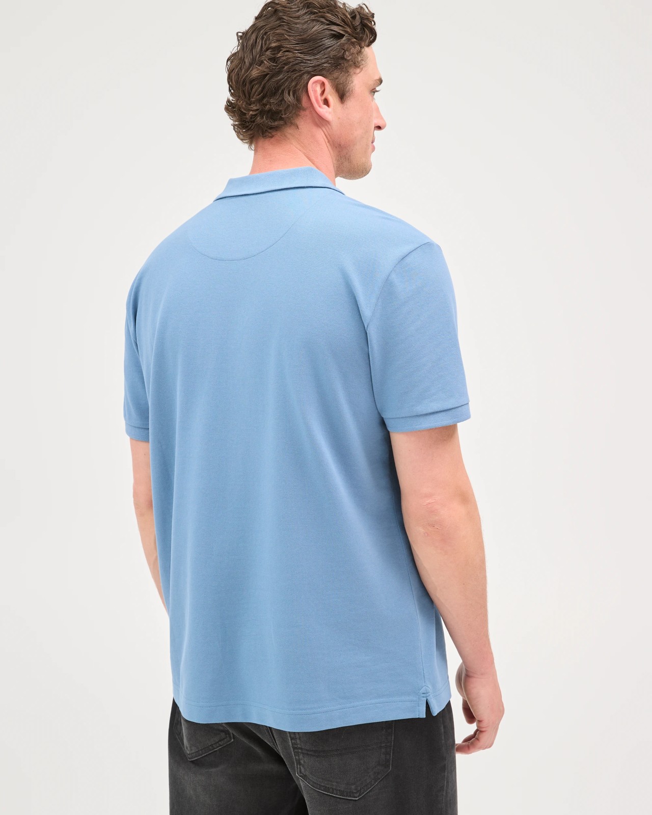 Australian Cotton Short Sleeve Polo Top - Denim Blue 6 of 6