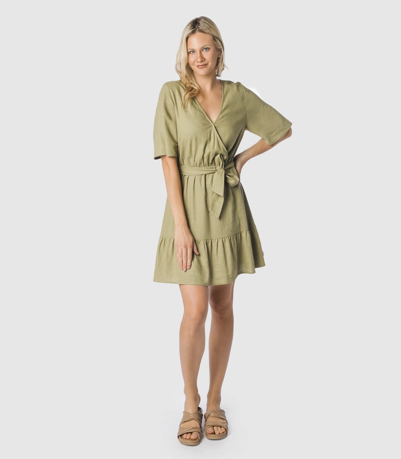 Wrap frill mini sales dress