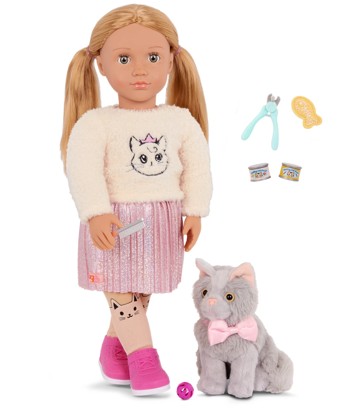 Our Generation Sheela 18-inch Doll & Pet Cat Plush Set