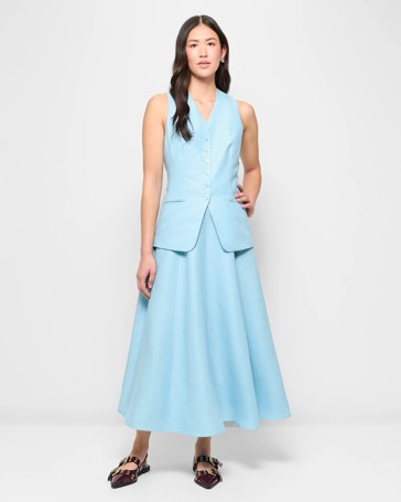 Linen Blend A-Line Midi Skirt - Preview