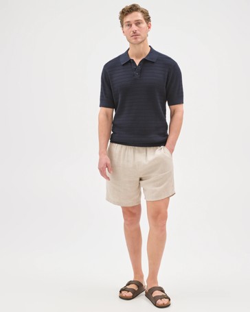 Australian Cotton Patterned Knit Polo Top