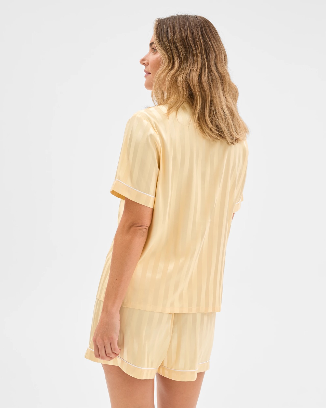Stripe Satin Short Pyjama Set - Yellow 6 of 6