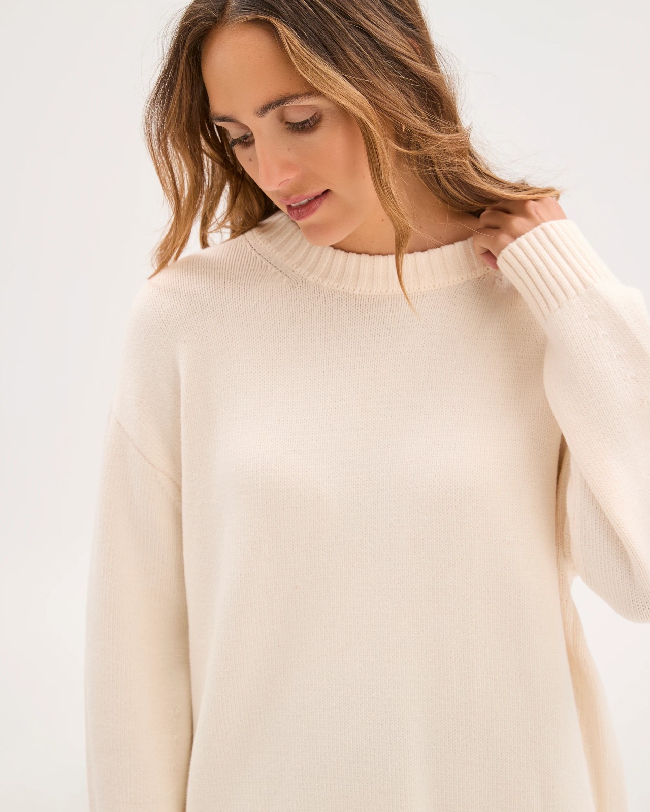 Australian Cotton Blend Oversized Sweater - Pearl 4 of 6