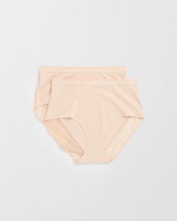 Australian Cotton Blend 2 Pack Luna Lace Light Shaping Full Briefs