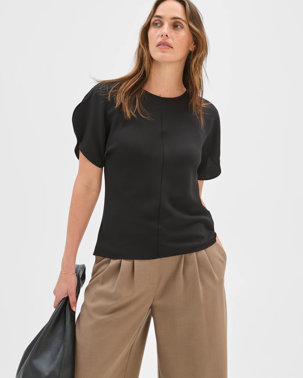 Preview Petal Sleeve Blouse - Black 3 of 5