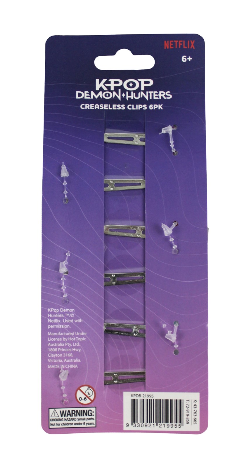 6 Pack KPop Demon Hunters Creaseless Hair Clips 2 of 4
