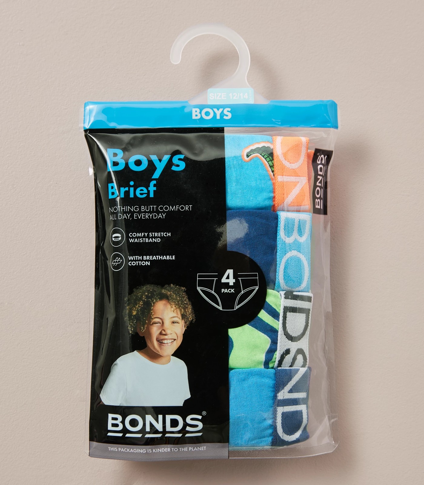 Bonds Boys Briefs Size 12-14 Or 14-16 Assorted 4 Pack