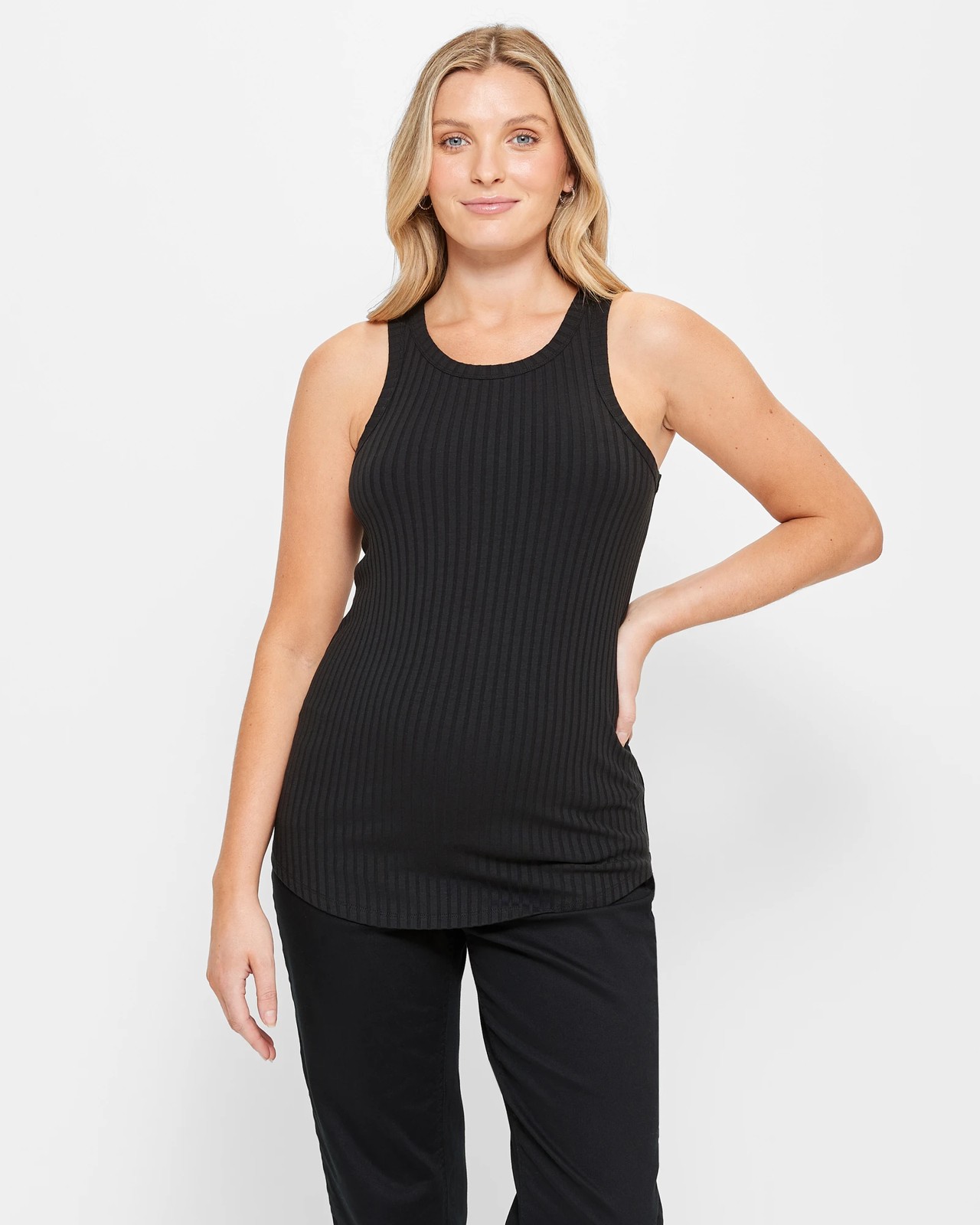 RIBBED TANK TOP, Black