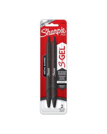 2 Pack Sharpie Metal Barrel Retractable S-Gel Pens - Matte Black