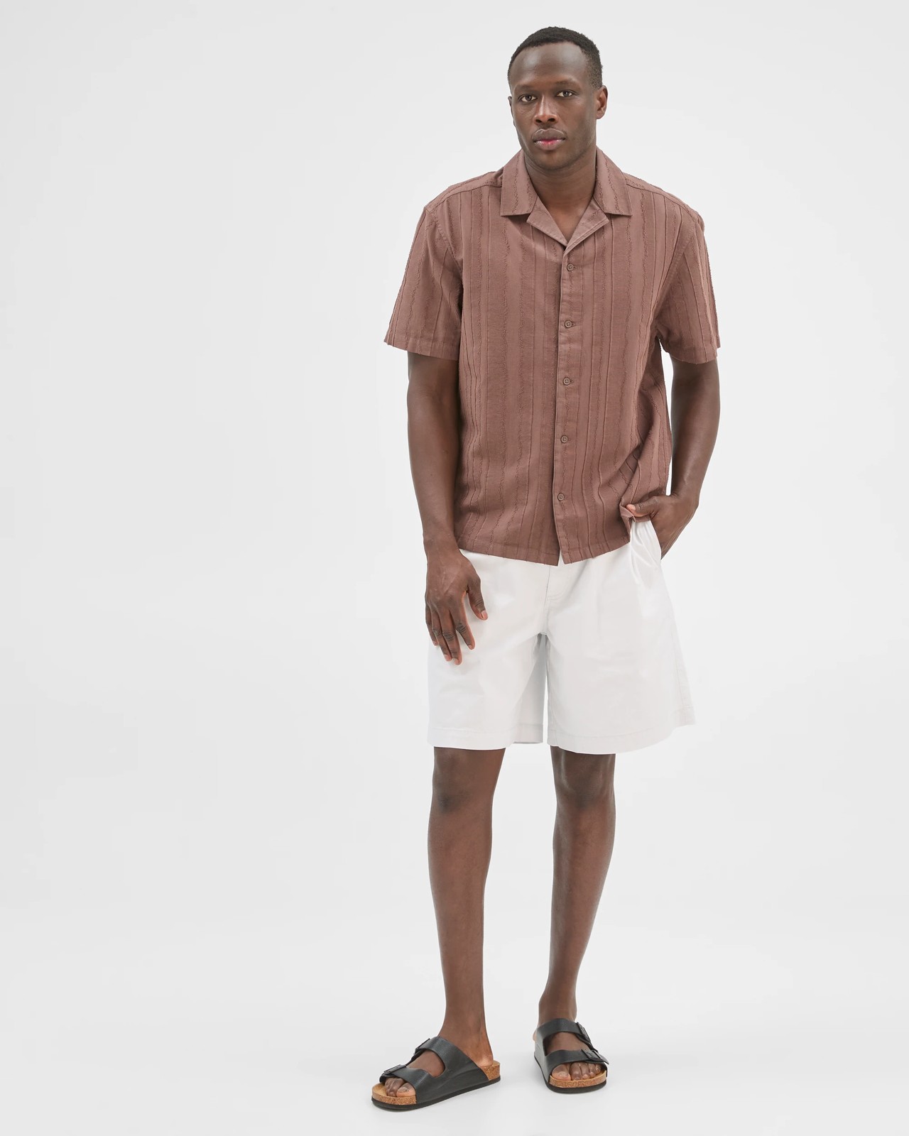 Commons Cotton Burnout Short Sleeve Shirt - Chocolate Brown 2 of 5